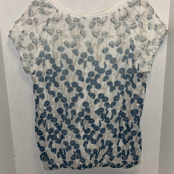 ROCHA JOHN ROCHA BRAND BLUE AND WHITE FLORAL DESIGN LINED WITH BALLOON HEM - Picture 7 of 8